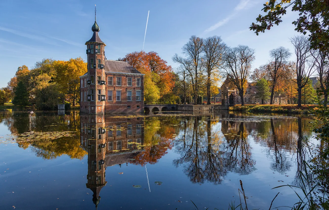 Фото обои осень, башня, Нидерланды, Бреда, Bouvigne Castle