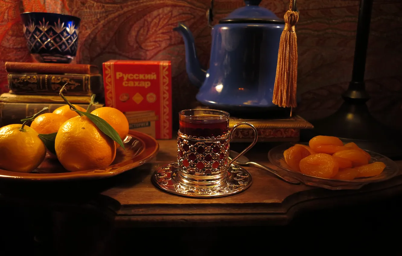 Фото обои чай, апельсин, кружка, напиток