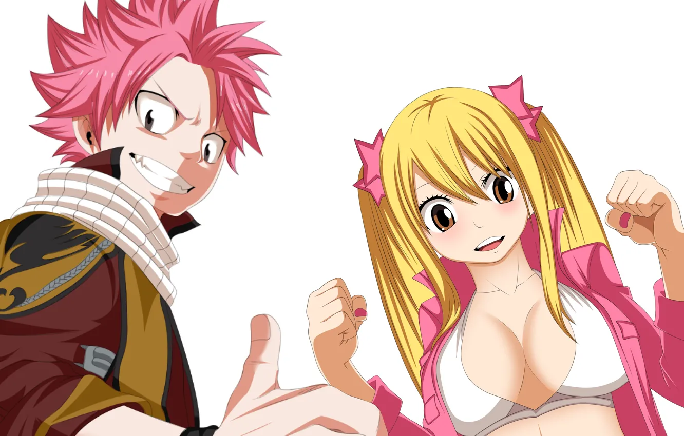 Фото обои game, anime, Lucy, blonde, manga, japanese, Fairy Tail, Natsu