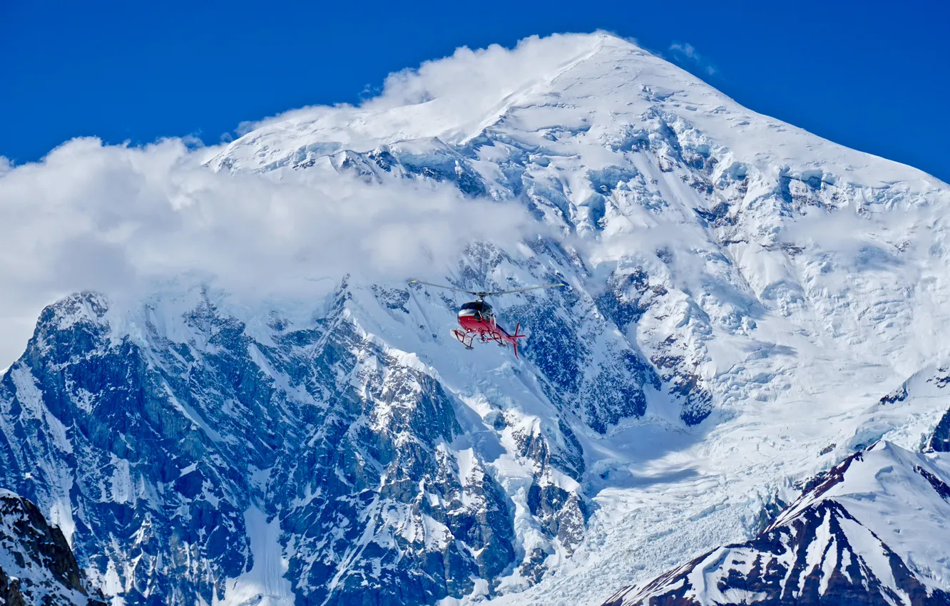 Фото обои ice, landscape, mountain, extreme, helicopter, national park, glacier