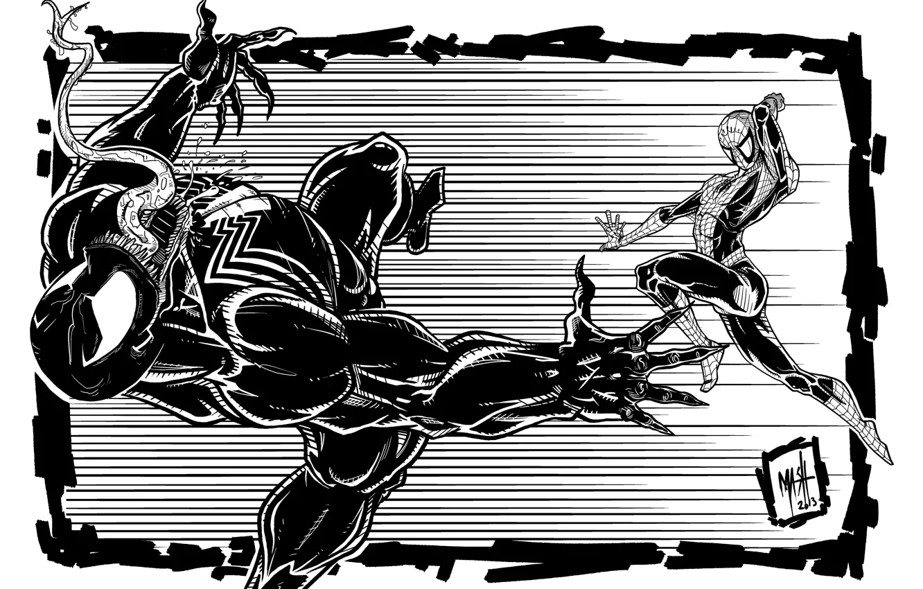 Фото обои Рисунок, Фантастика, Marvel, Веном, Venom, Spider Man, Symbiote