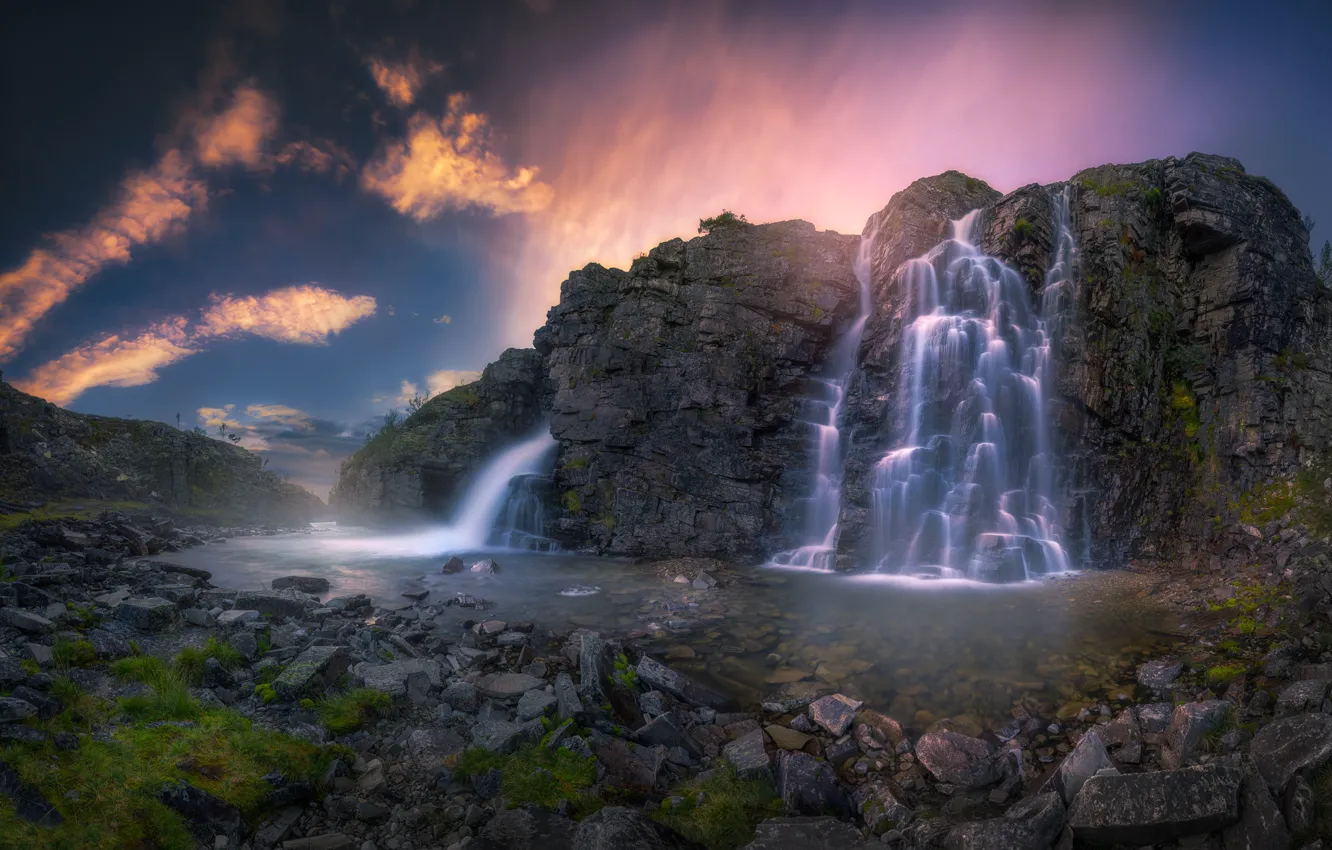Фото обои природа, река, камни, скалы, водопады