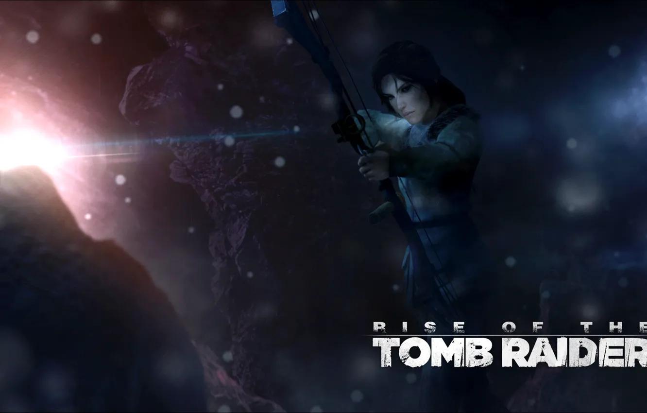 Фото обои снег, лук, стрелы, lara croft, Crystal Dynamics, Rise of the Tomb Raider