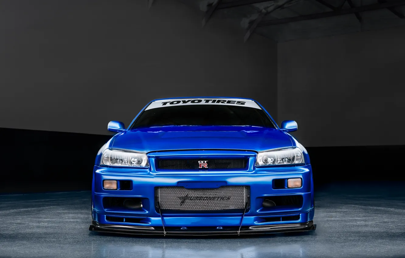 Фото обои GT-R, R34, TOYO TIRES, Front view