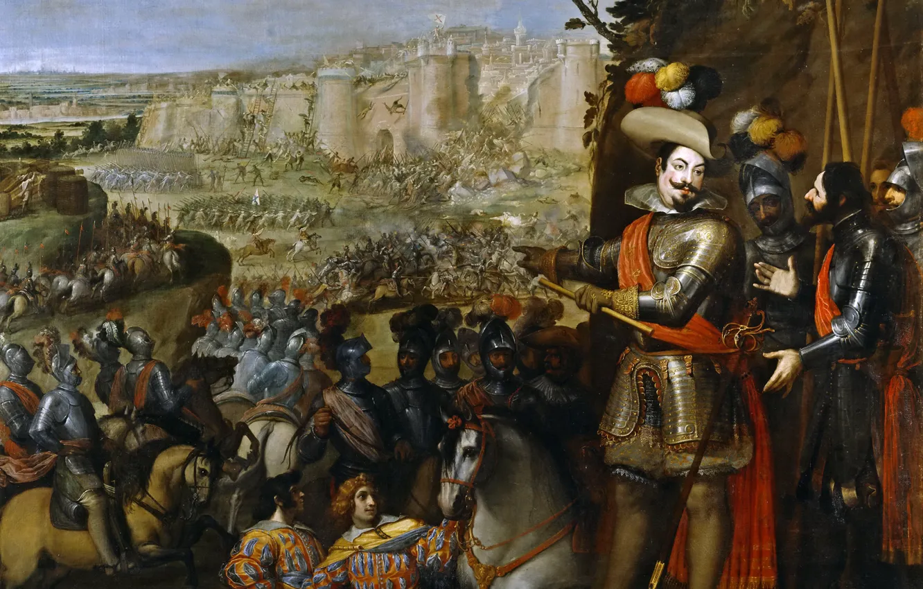 Фото обои картина, армия, крепость, осада, батальный жанр, Захват Рейнфельдена, Винченцо Кардуччи