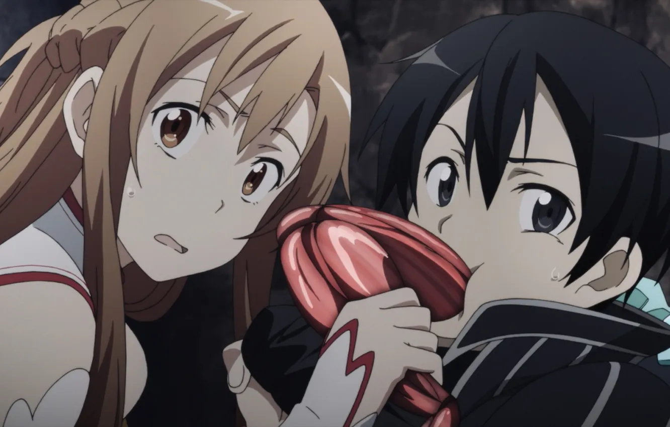 Фото обои Молния, мясо, кирито, Sword Art Online, Асуна, Чёрный мечник, мастера меча, Айнкрад
