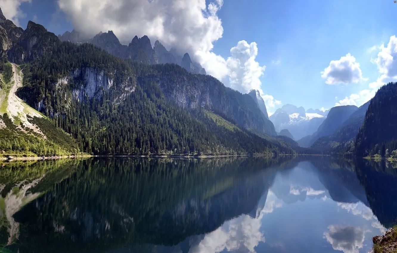 Фото обои облака, отражение, Австрия, Austria, Dachstein