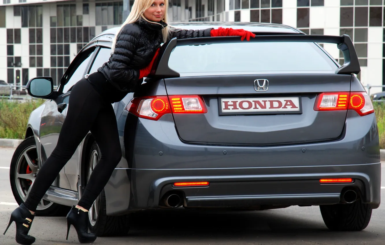 Фото обои авто, взгляд, девушка, Девушки, блондинка, Honda