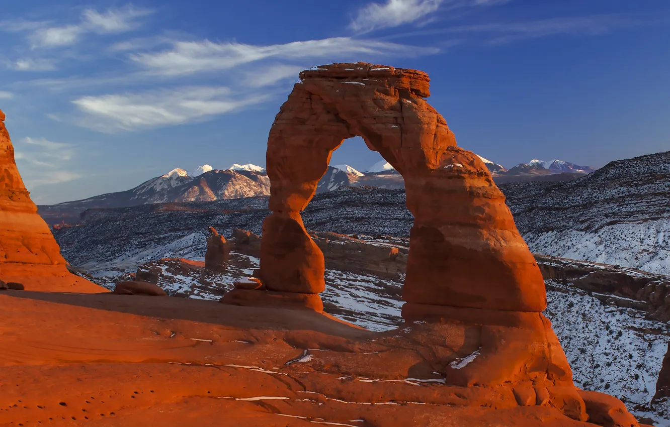 Фото обои USA, rock, sky, landscape, nature, sunset, mountains, clouds