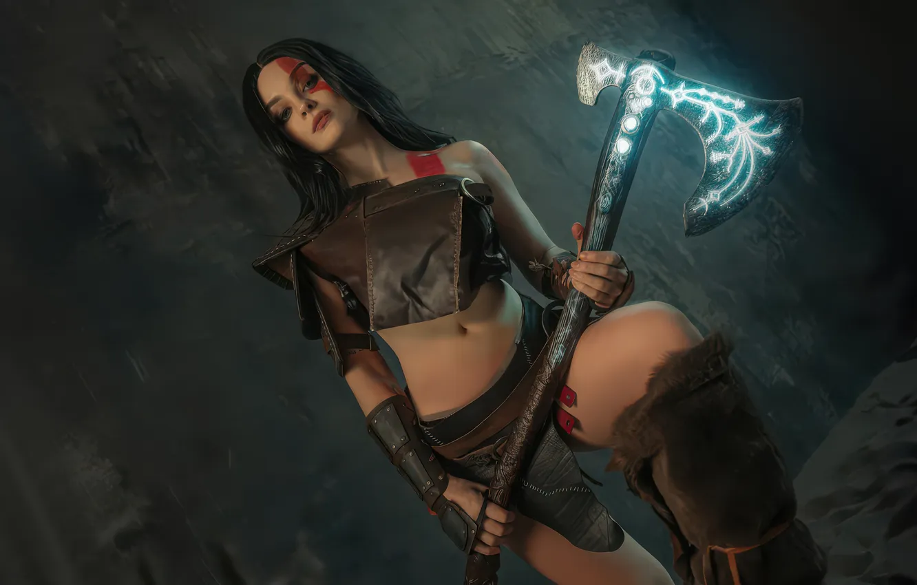 Фото обои god of war, kratos, lady