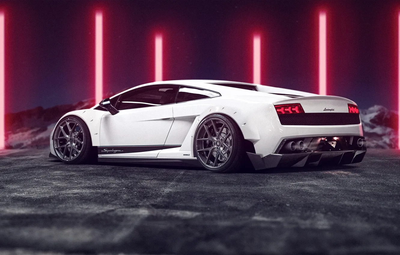 Фото обои Авто, Белый, Машина, Gallardo, Car, Рендеринг, Lamborghini Gallardo, Matija Keser