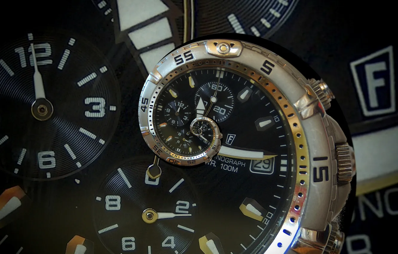 Фото обои часы, хронометр, эффект Дросте