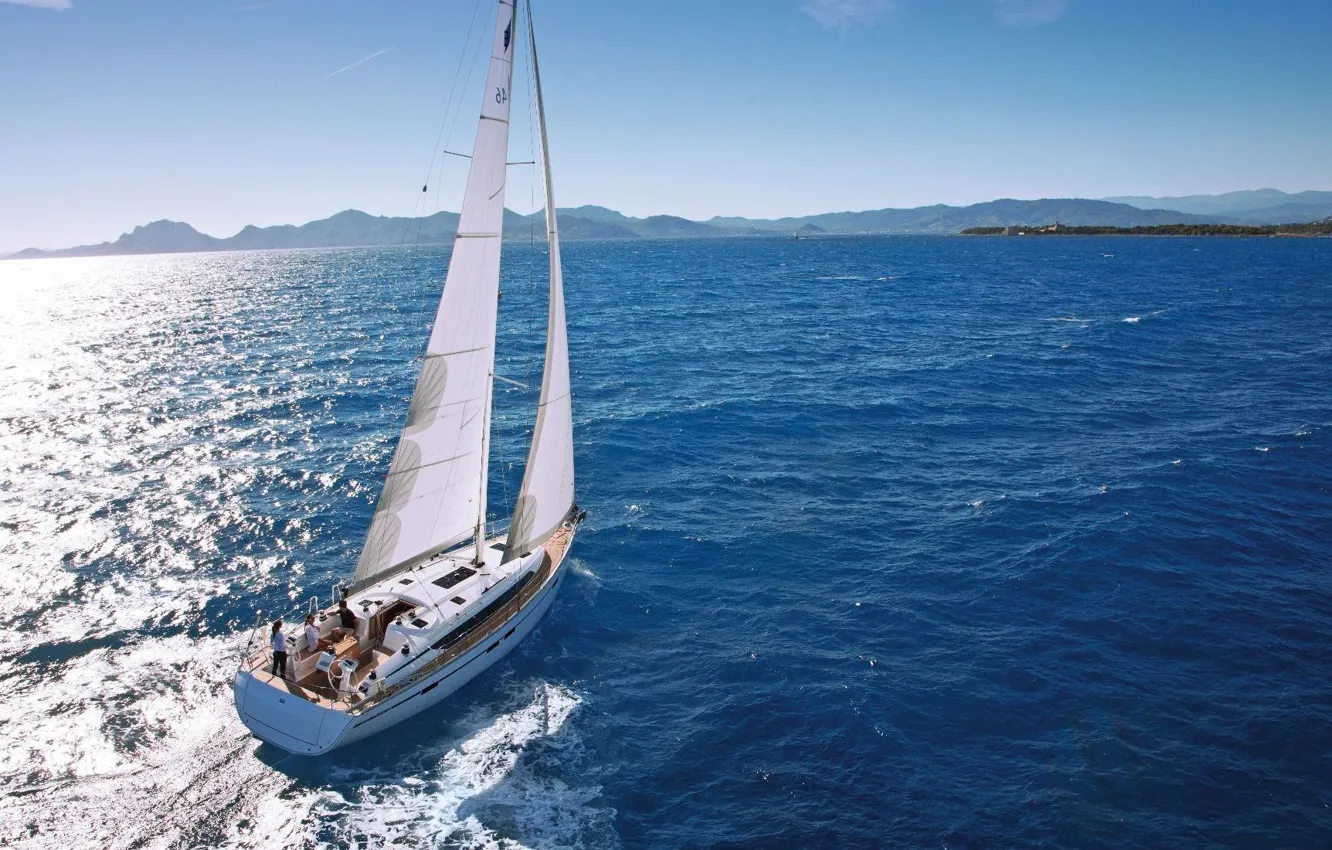 Фото обои море, побережье, яхта, прогулка, плавание, cruiser, Bavaria-46