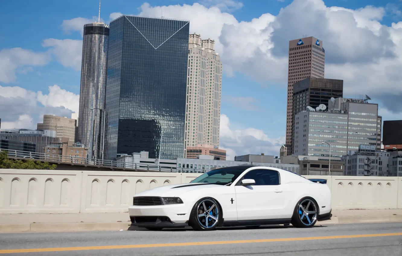 Фото обои Mustang, Ford, City, White