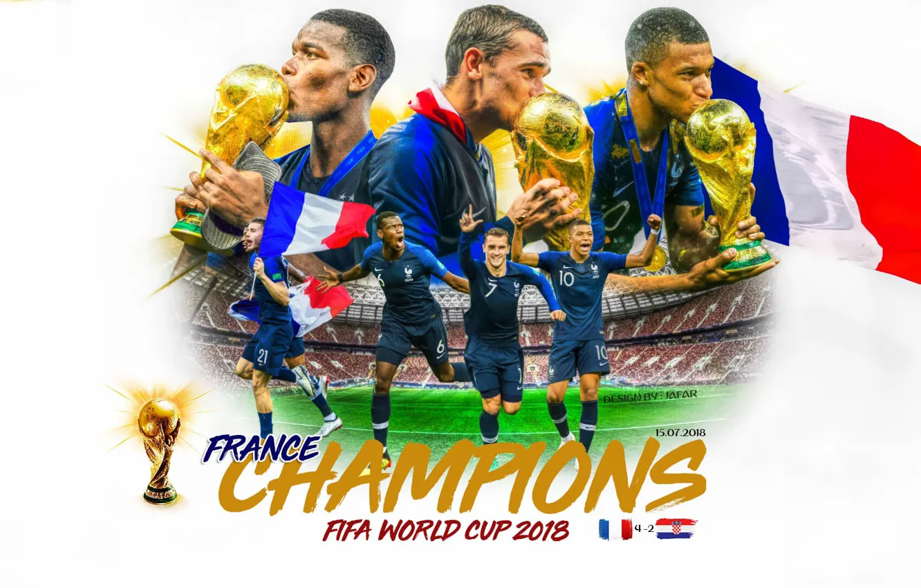Фото обои футбол, Франция, 2018, Чемпионы Мира