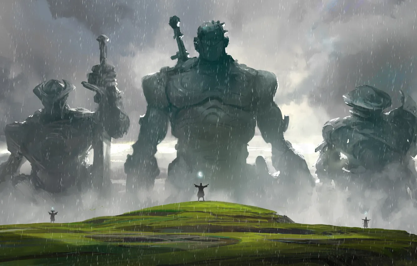 Фото обои Рисунок, Дождь, Магия, Fantasy, Фантастика, Rain, Magic, Ливень