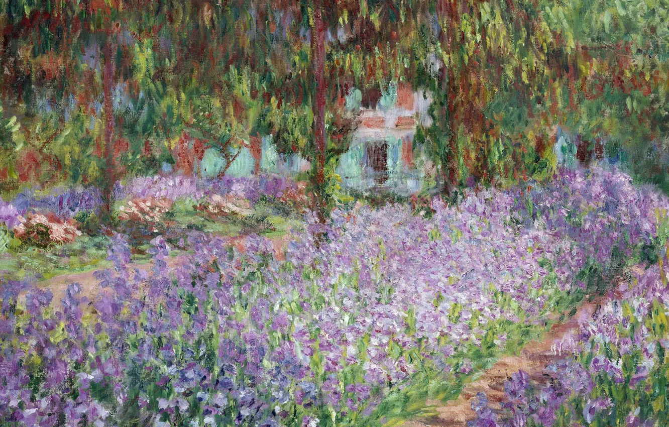 Обои пейзаж, картина, Клод Моне, Ирисы в Саду Моне на телефон и рабочий ...
