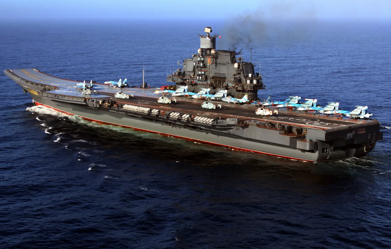 Фото обои авиация, вертолеты, самолеты, крейсер, тяжелый, авианесущий, Адмирал Флота Советского Союза Кузнецов, палубная