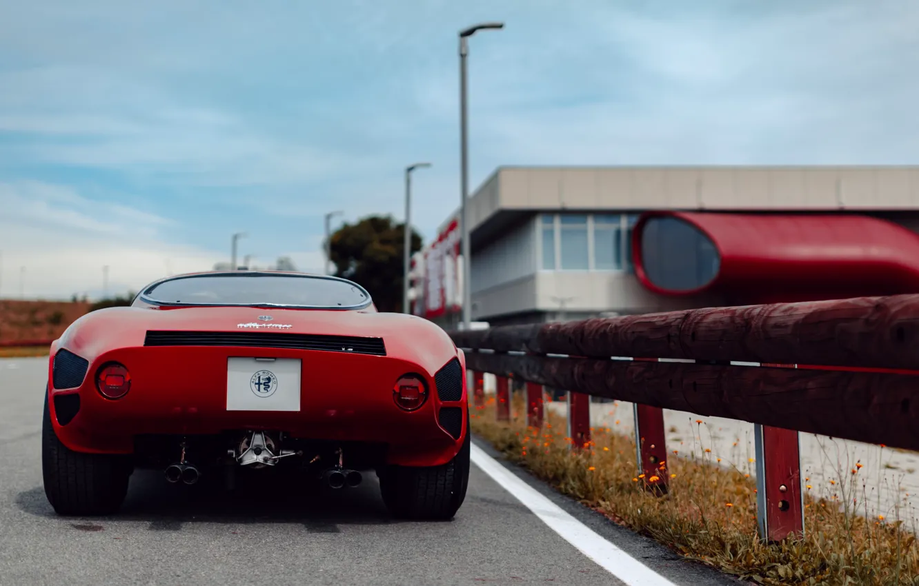 Фото обои Alfa Romeo, 1967, rear view, 33 Stradale, Tipo 33, Alfa Romeo 33 Stradale Prototipo