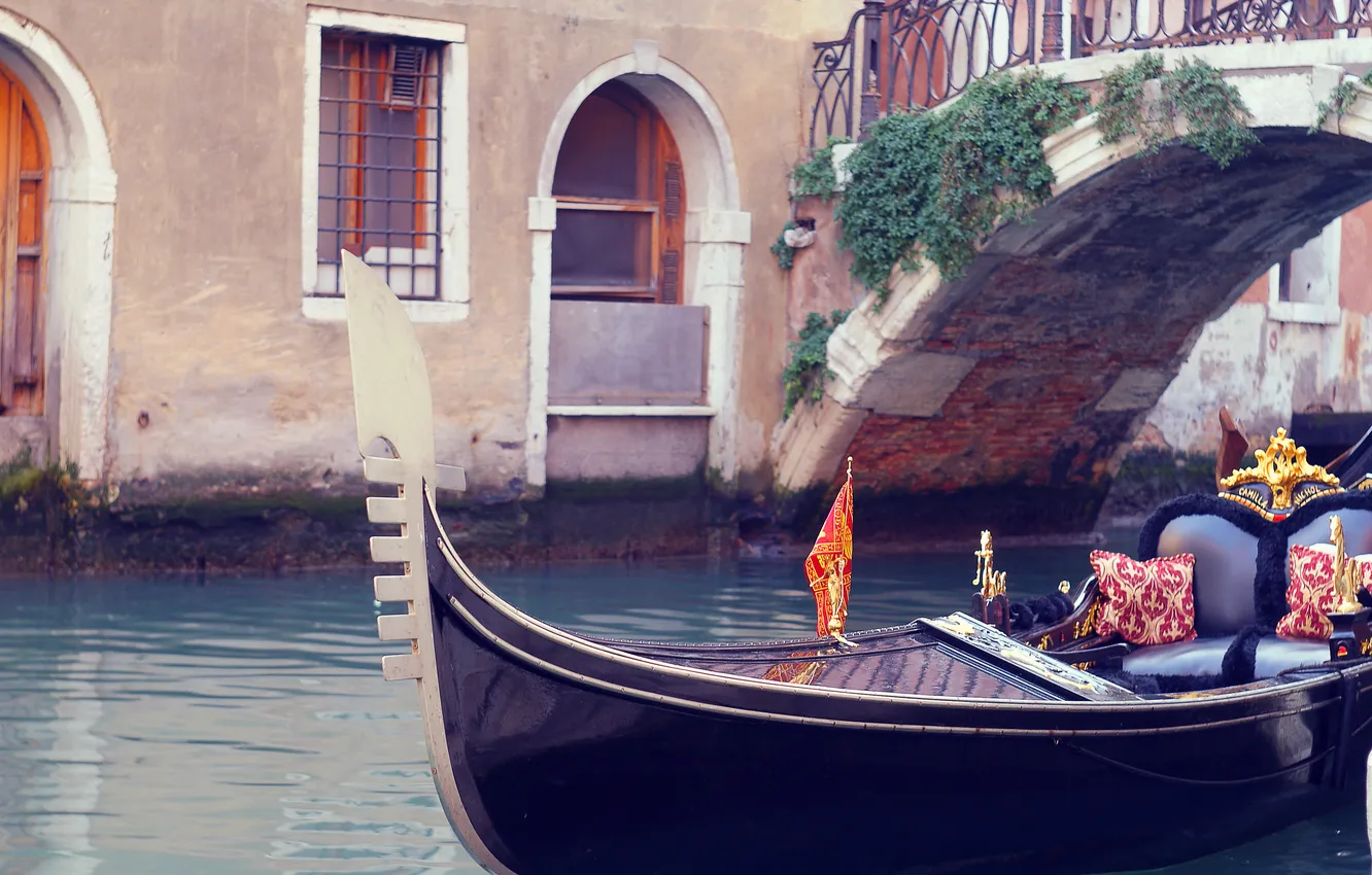 Фото обои Италия, Венеция, канал, гондола
