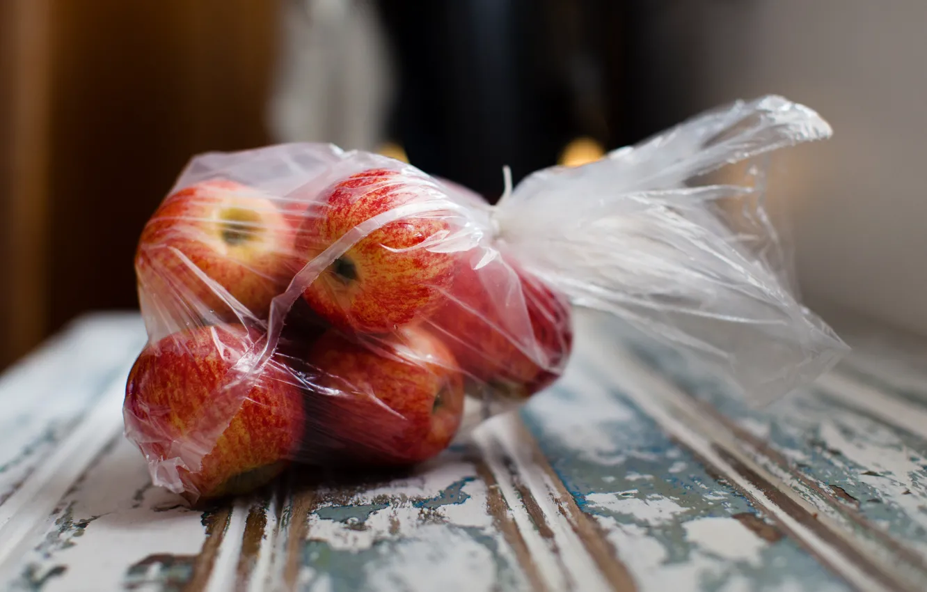 Фото обои яблоки, пакет, витамины