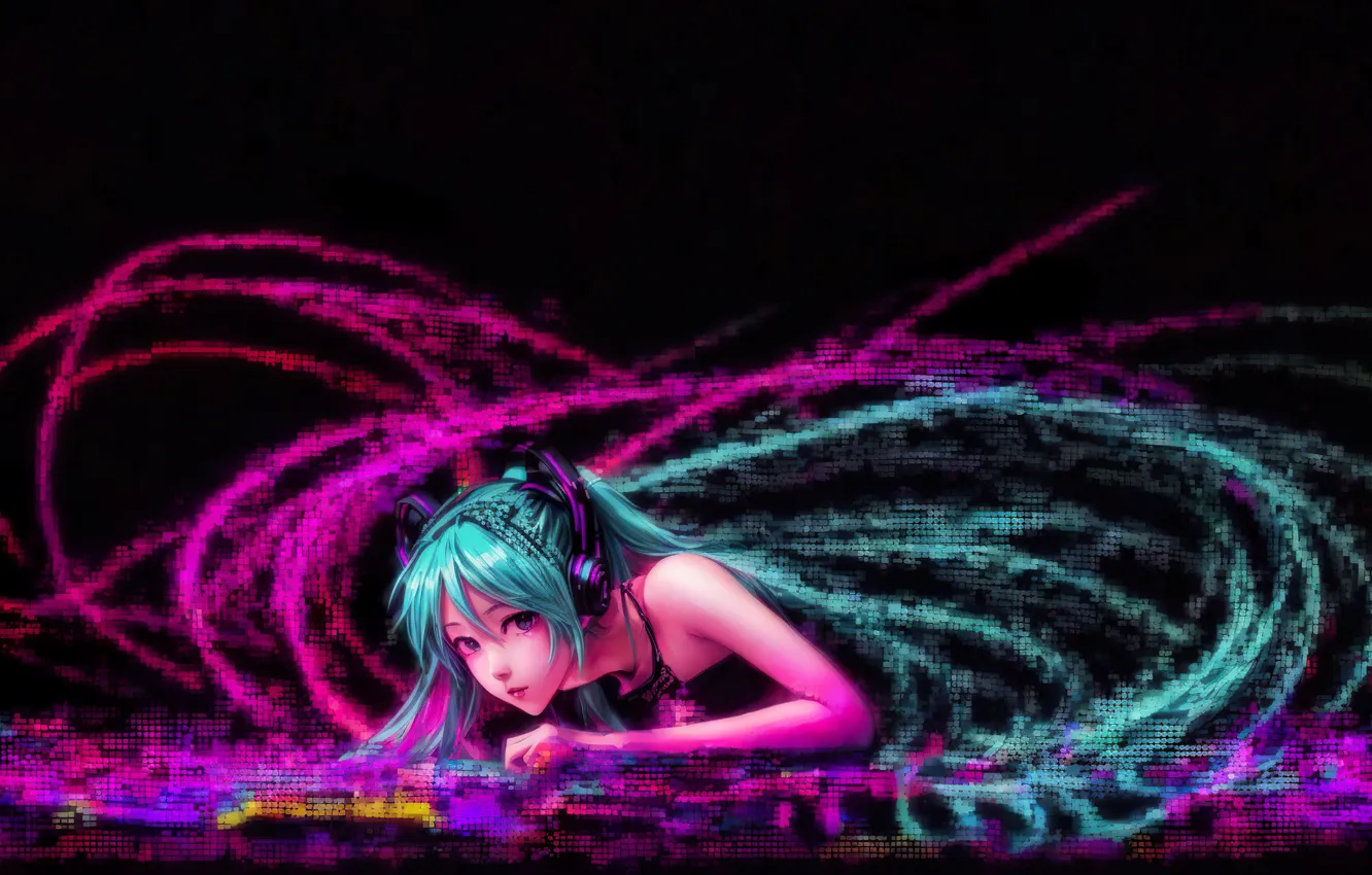 Фото обои girl, digital art, sonic, Stable Diffusion, neuronet, Ai art, pixel sound, original ai-artwork
