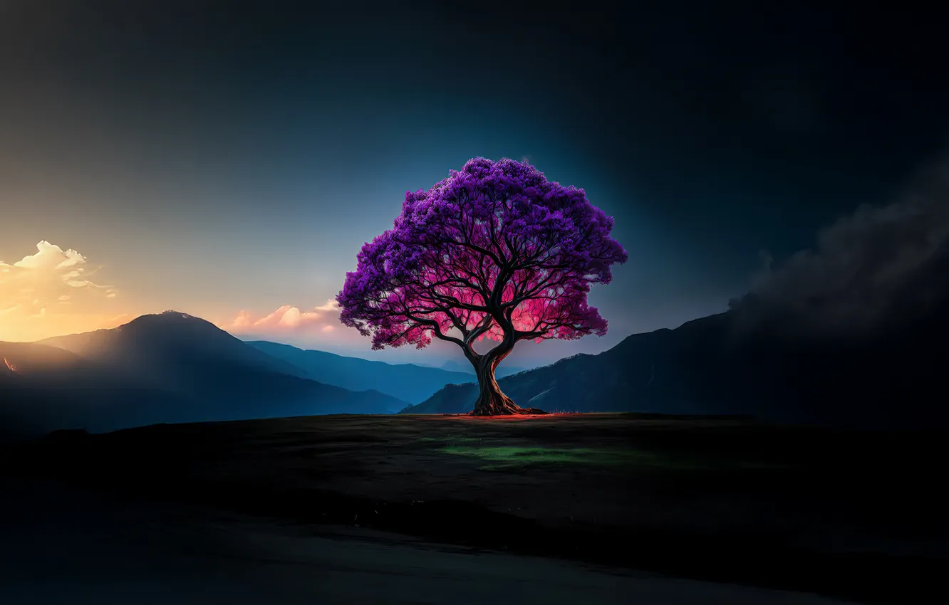 Фото обои tree, violet, whispers