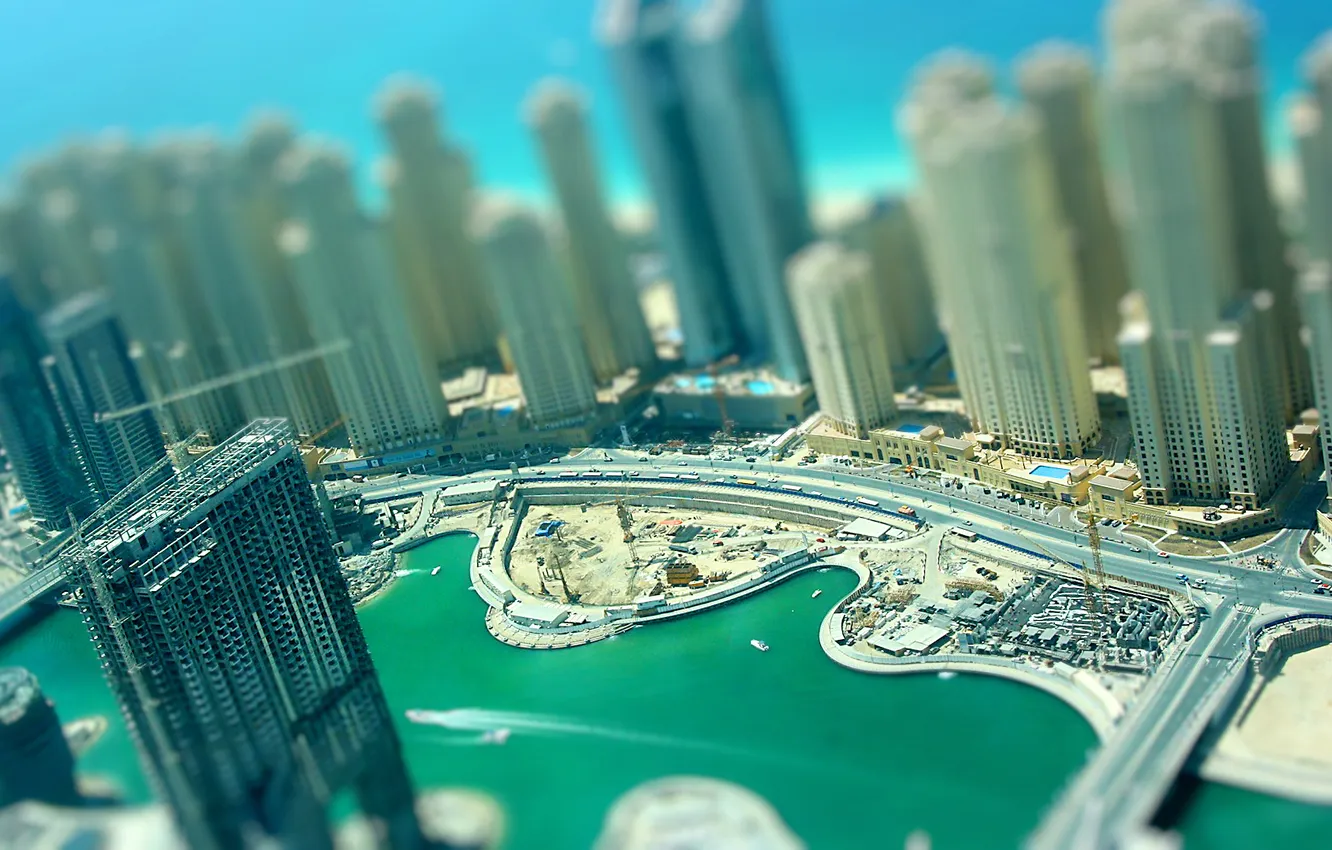 Фото обои машины, фото, стройка, здания, катера, Dubai