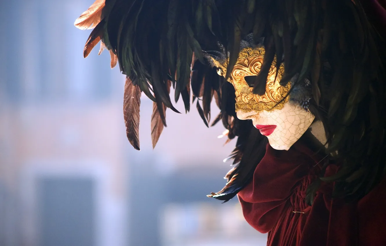 Фото обои перья, маска, карнавал, венеция