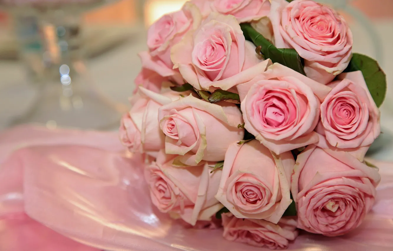 Фото обои розы, букет, розовые