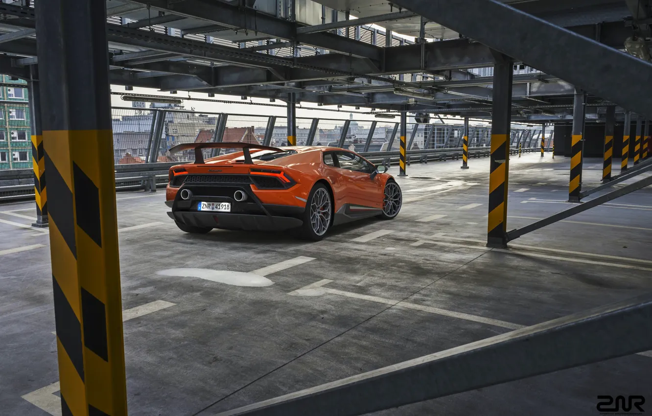 Фото обои Lamborghini, Машина, Оранжевый, Суперкар, Рендеринг, Спорткар, Vehicles, Huracan