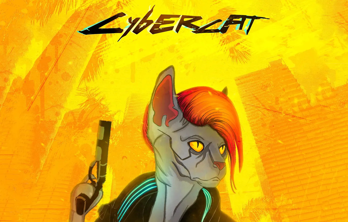 Фото обои надпись, игра, юмор, логотип, game, постер, желтый фон, Cyberpunk 2077