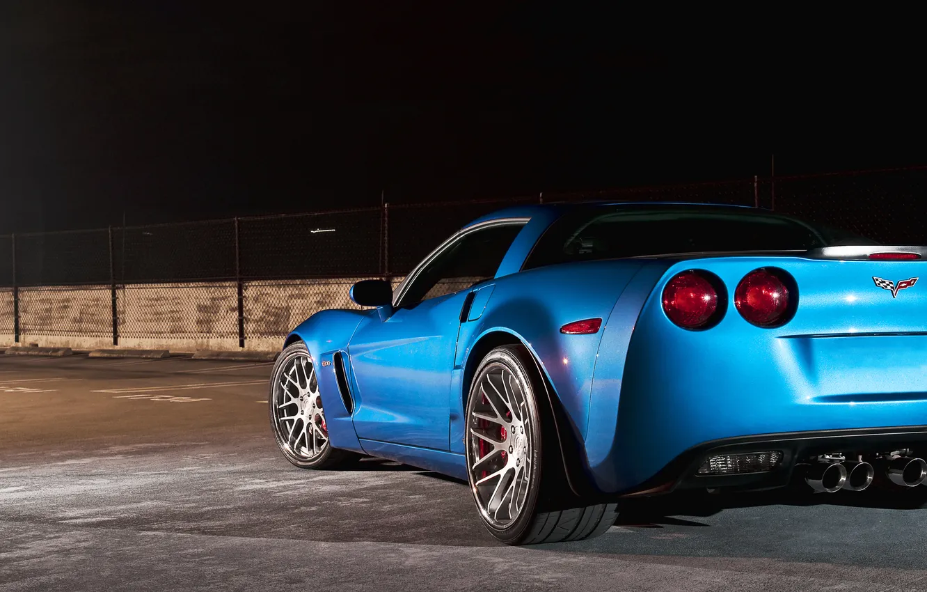 Фото обои голубой, Z06, Corvette, Chevrolet, шевроле, blue, корвет, 360 three sixty forged