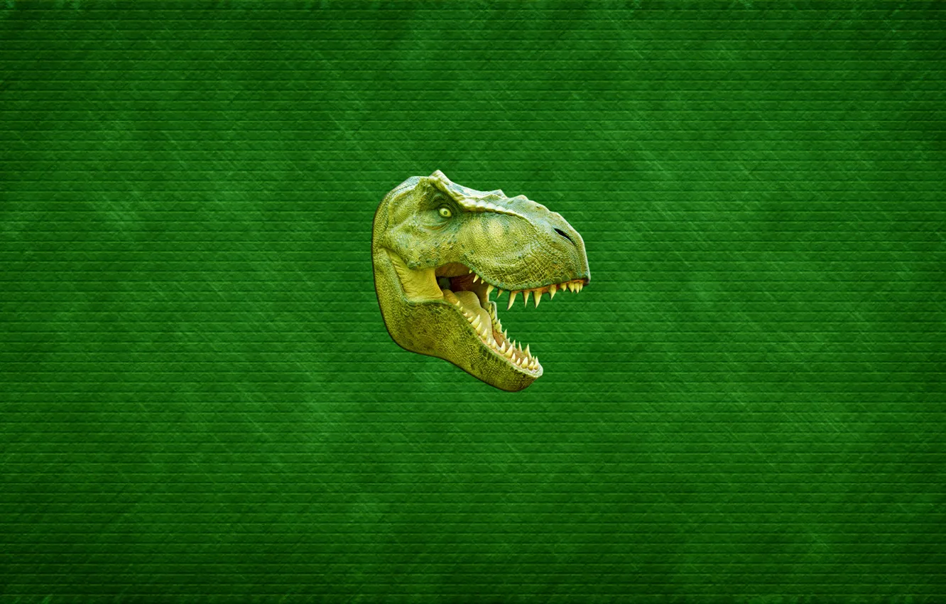 Фото обои зеленый, динозавр, хищник, зубы, голова, пасть