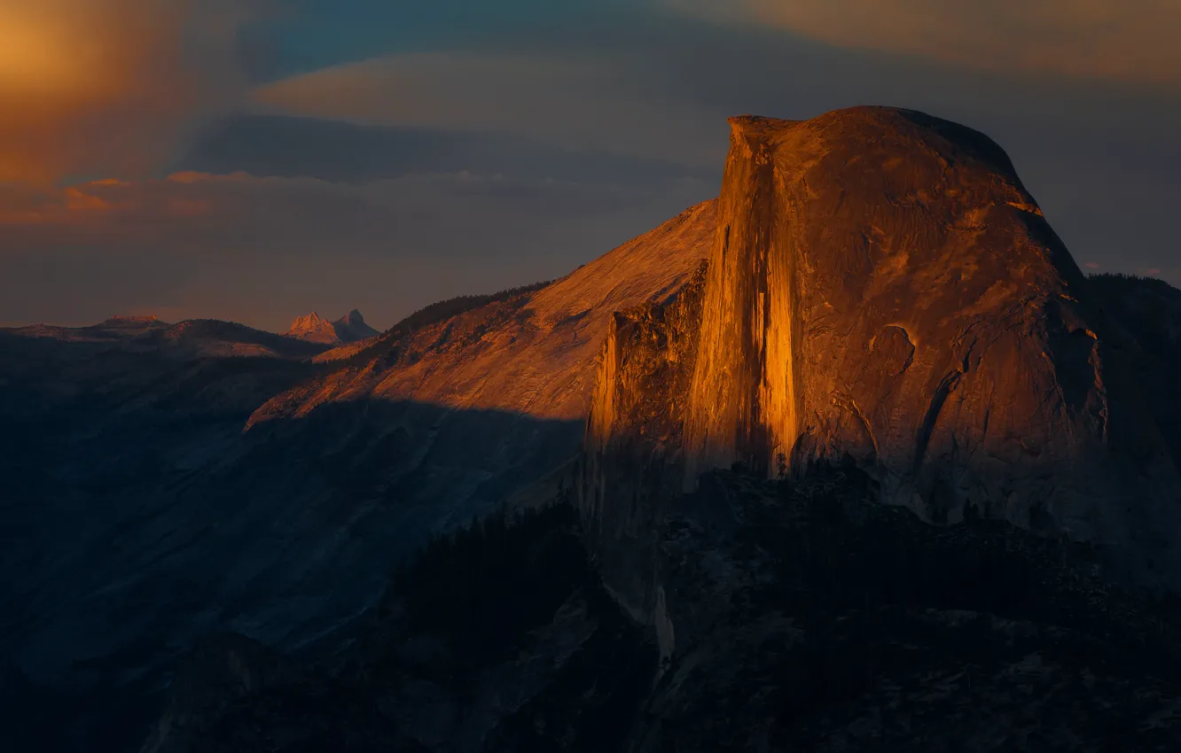 Фото обои лес, горы, вид, высота, долина, Калифорния, California, Национальный парк Йосемити