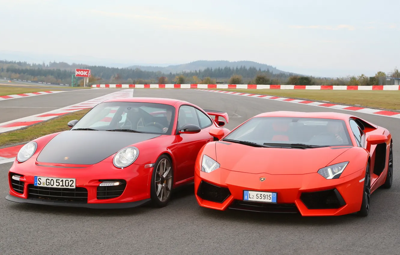 Фото обои Lamborghini, 911, Porsche, порше, and, суперкары, LP700-4, Aventador