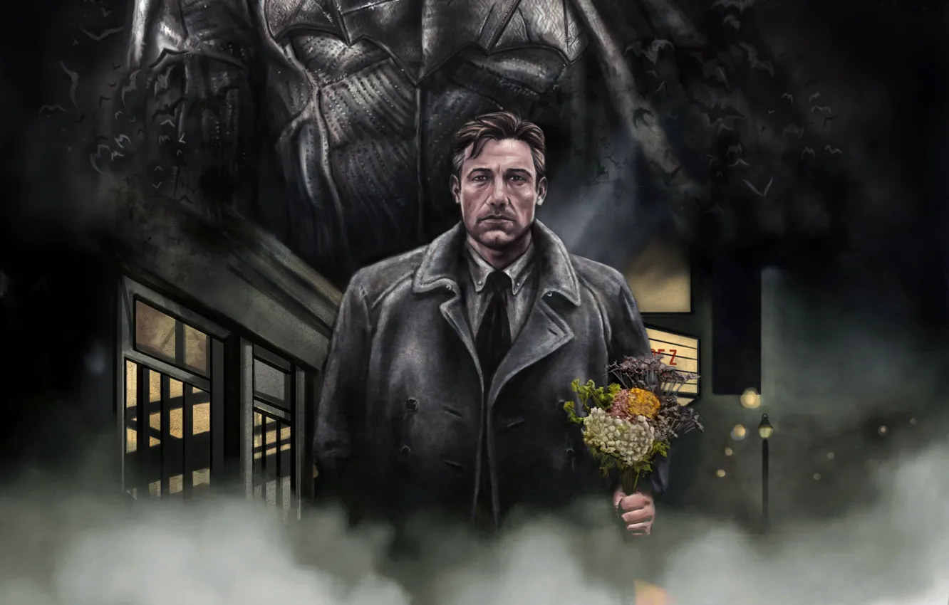 Фото обои flower, Batman, man, bat, hero, The Avengers, Bruce Wayne, uniform
