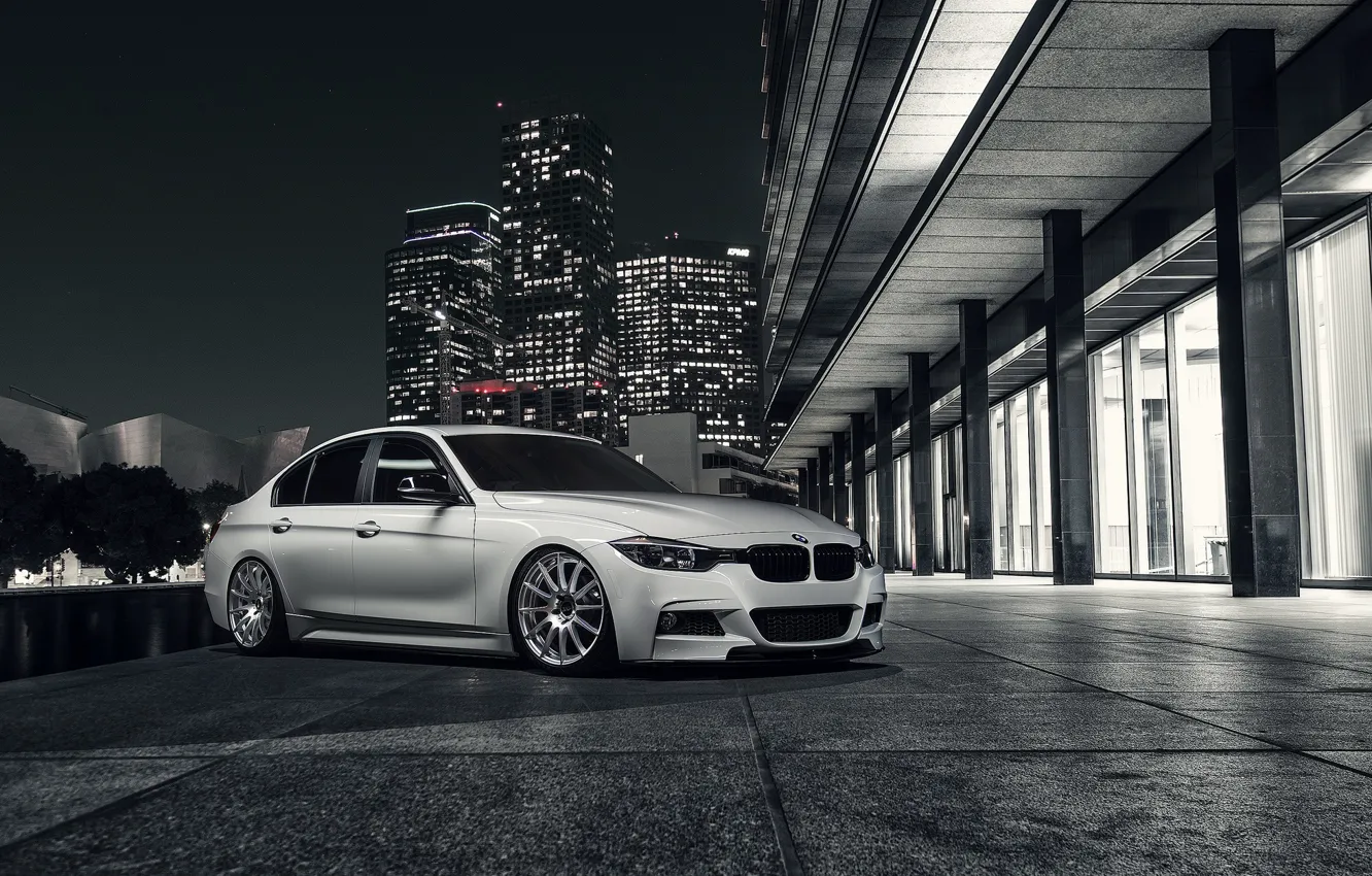 Фото обои BMW, City, Front, White, 328i, F30, Alpine, Wheels