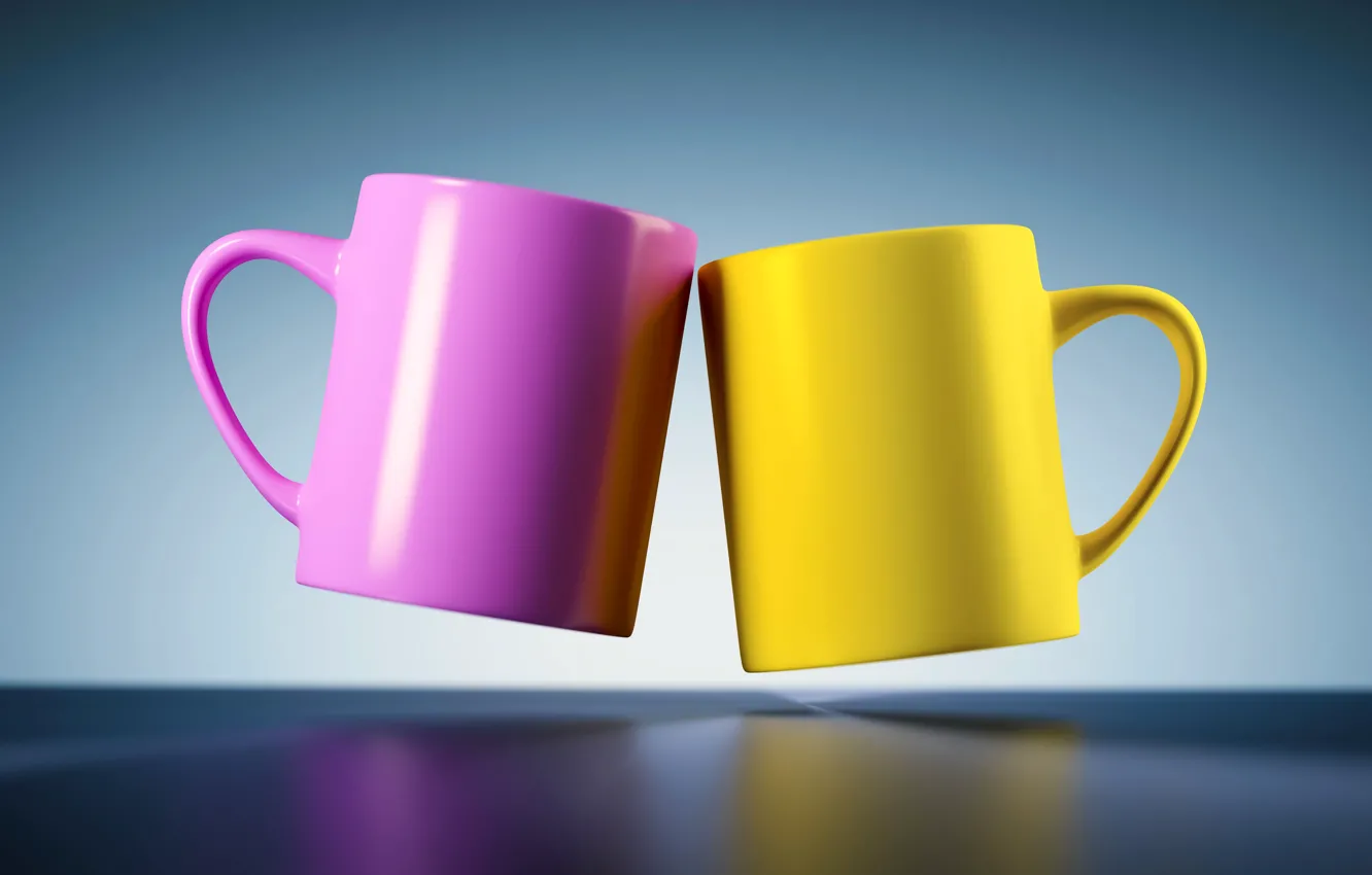 Фото обои цвет, пара, чашка, посуда