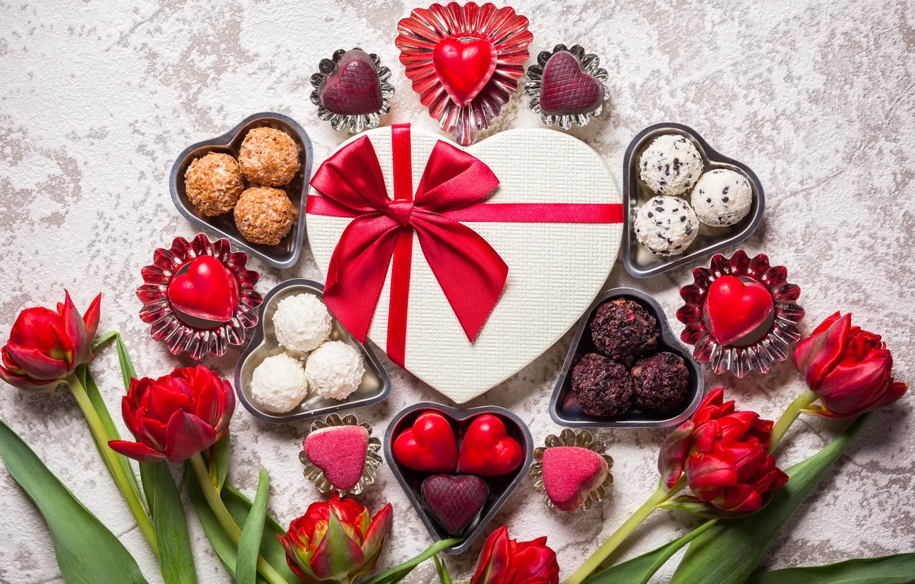 Фото обои конфеты, love, romantic, hearts, chocolate, sweet, gift, valentine`s day