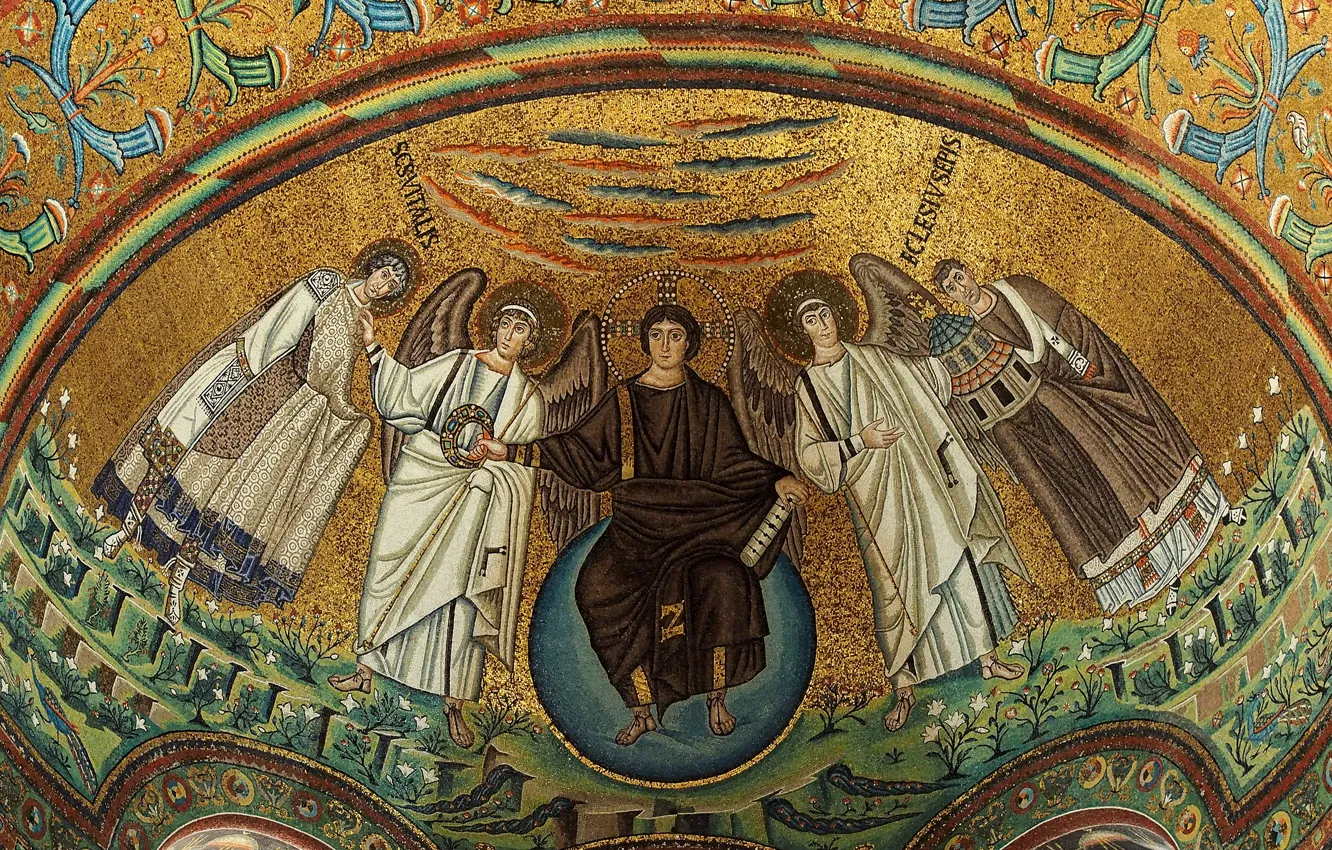 Фото обои Italy, Ravenna, basilica of San Vitale, apse mosaic, built 547.A.D.