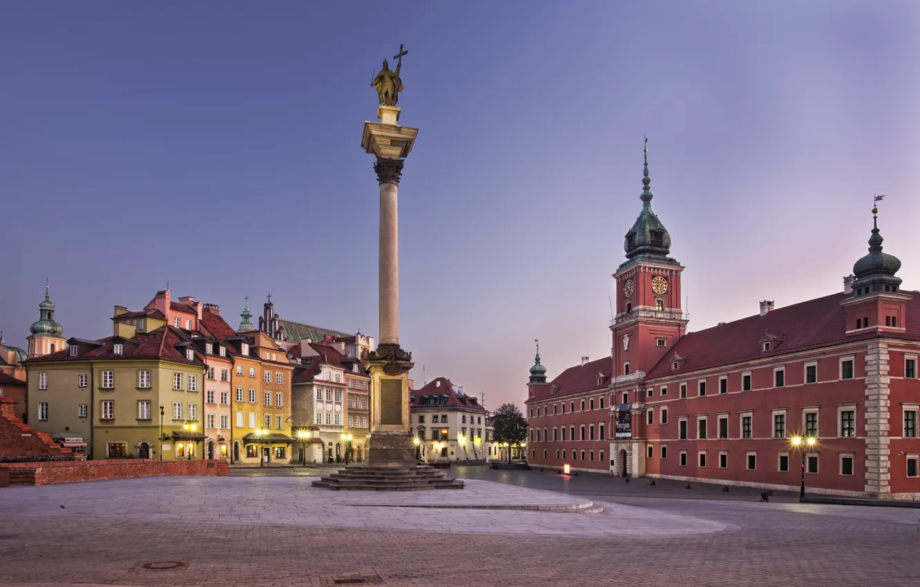 Фото обои город, площадь, Польша, Варшава, Европа
