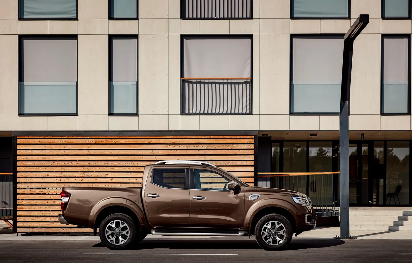 Фото обои Renault, профиль, коричневый, пикап, 4x4, 2017, Alaskan