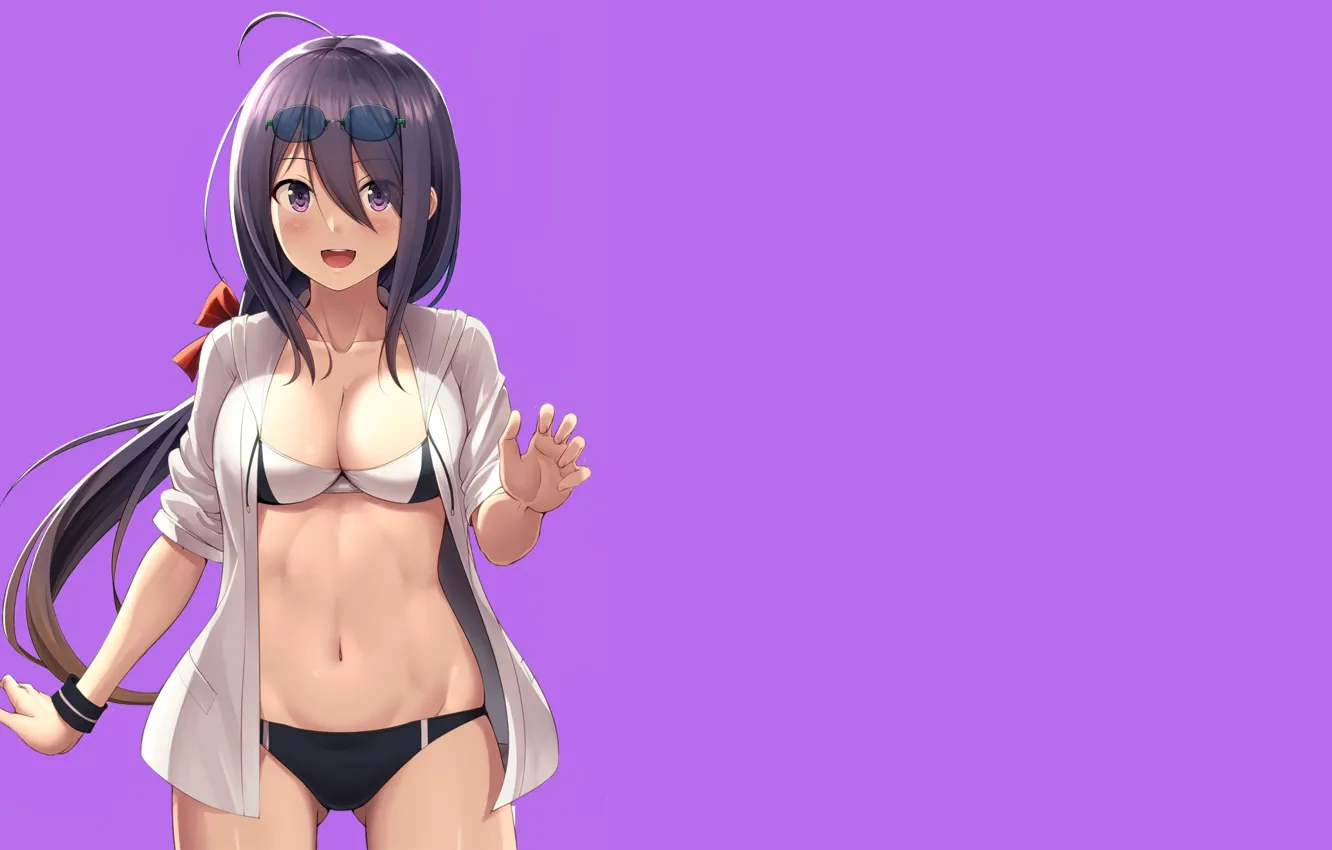 Фото обои girl, sexy, cleavage, anime, pretty, bikini, abs