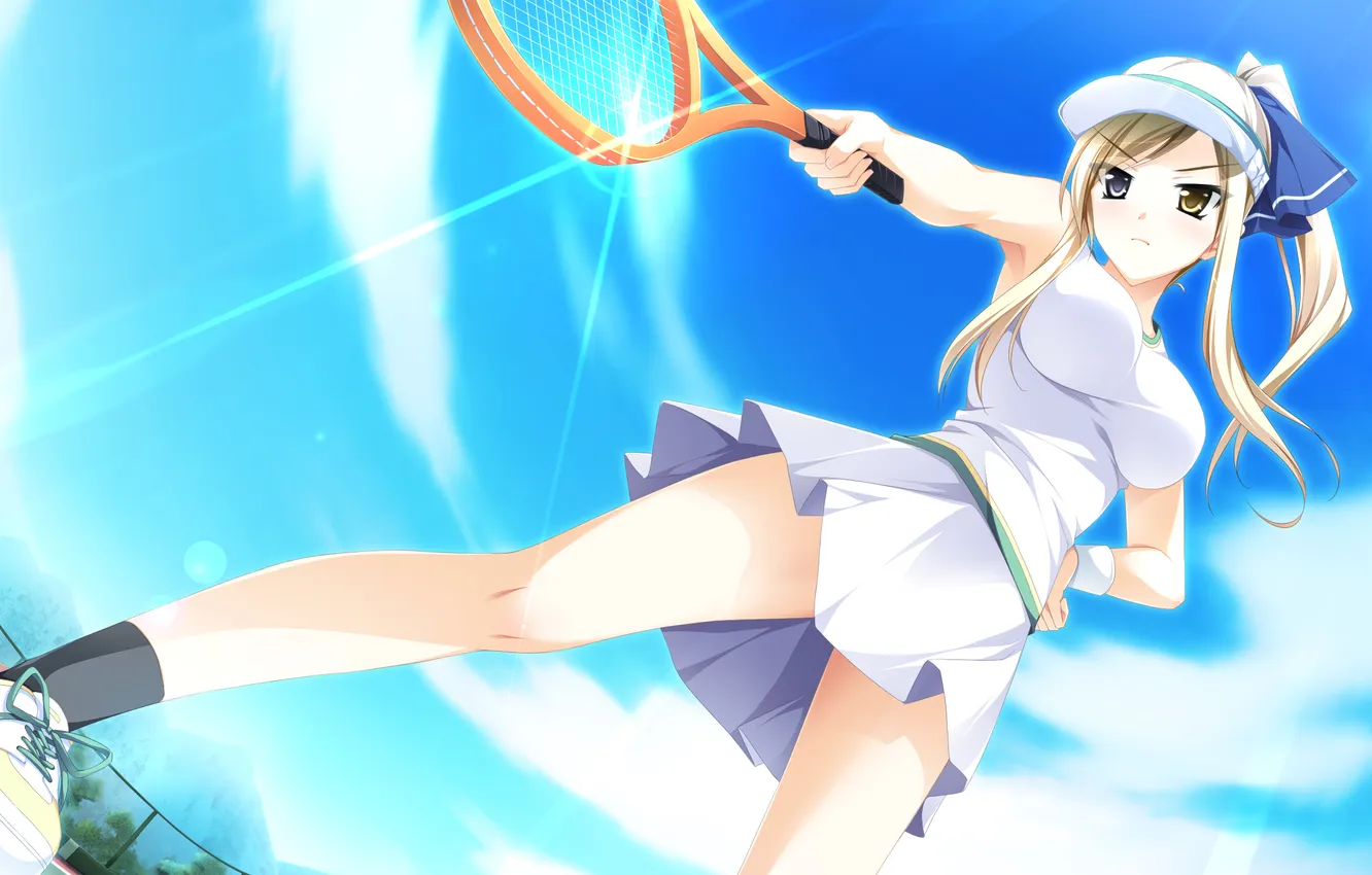 Фото обои girl, anime, skirt, tennis player