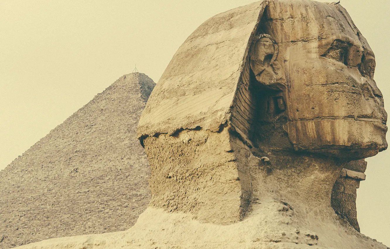 Фото обои Сфинкс, пирамида, Египет, скульптура