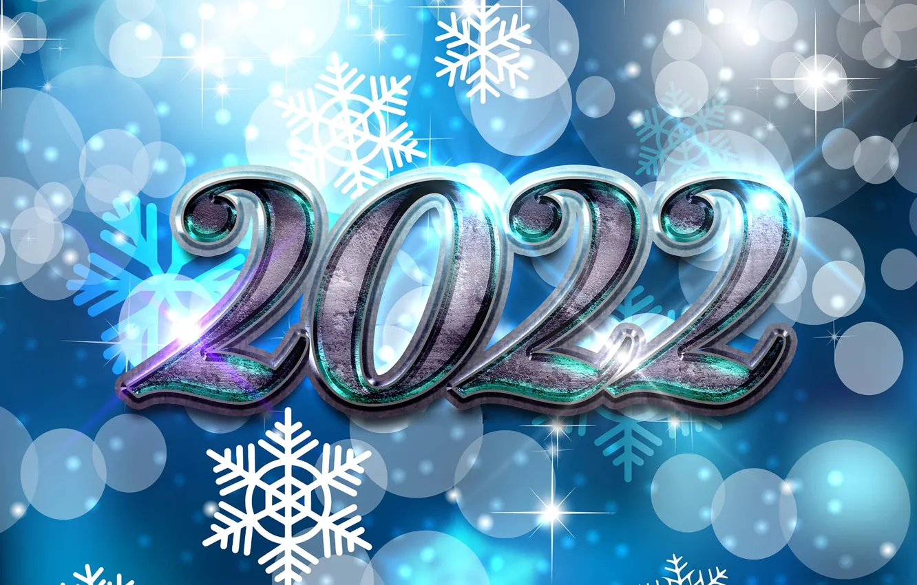 Фото обои зима, снежинки, фон, цифры, Новый год, new year, 2022