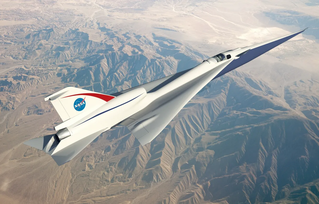 Фото обои самолёт, летит, взглёт, Quiet Supersonic Technology X-Plane