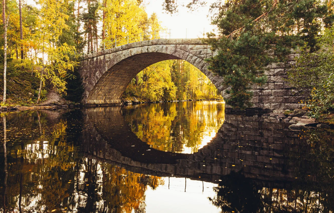 река с мостом