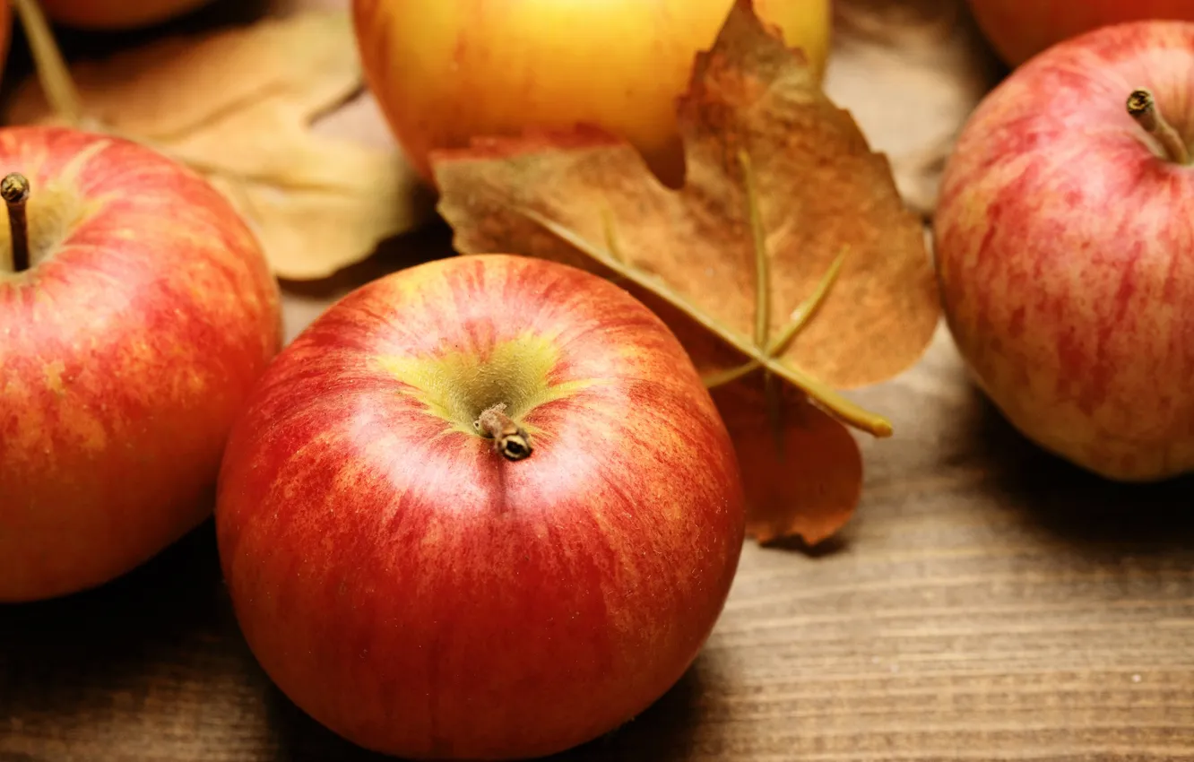 Фото обои яблоки, фрукты, листики